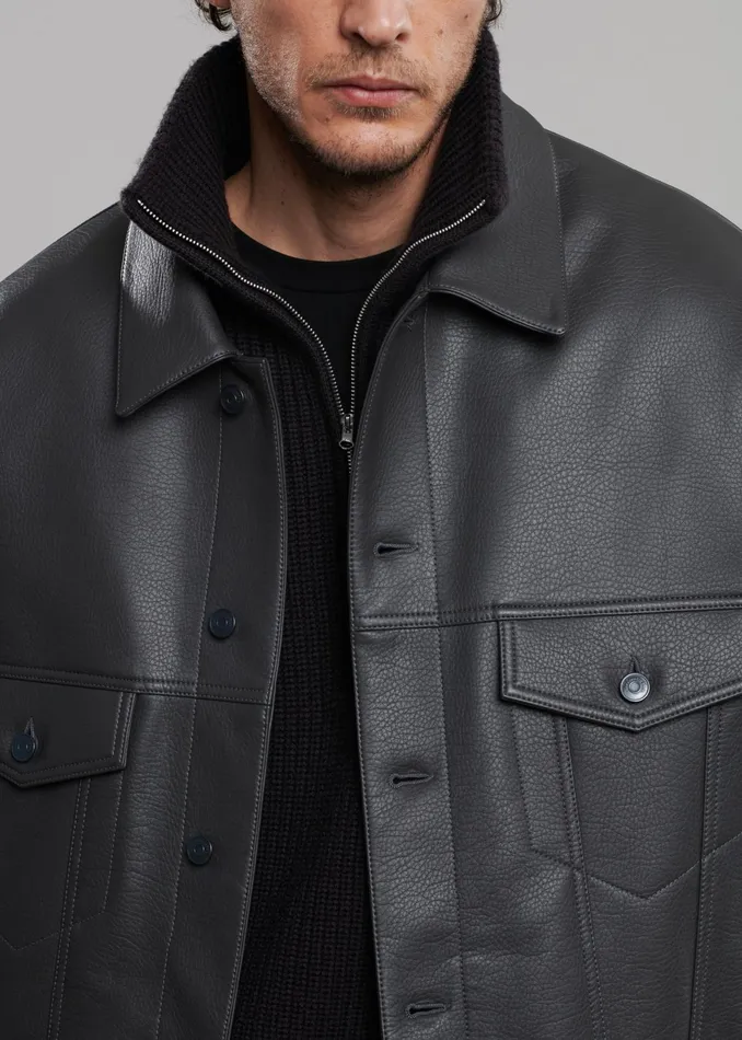 The Frankie Shop Outerwear Conan Faux Leather Jacket 8211 Dark Grey 8211 WomenMen