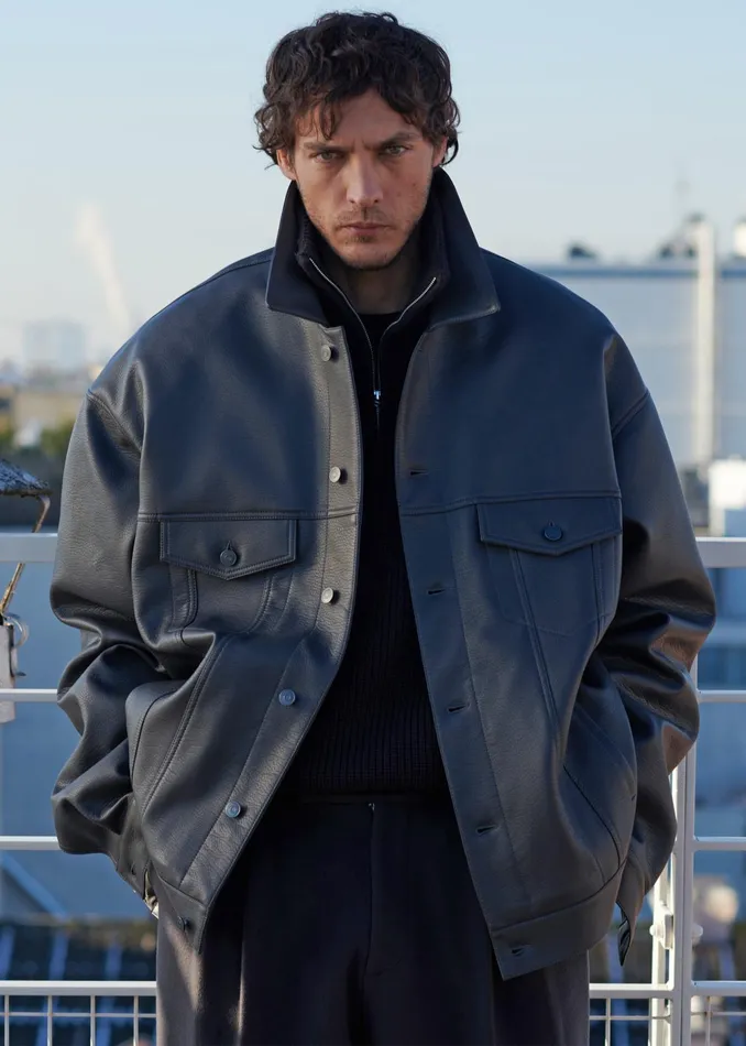 The Frankie Shop Outerwear Conan Faux Leather Jacket 8211 Dark Grey 8211 WomenMen