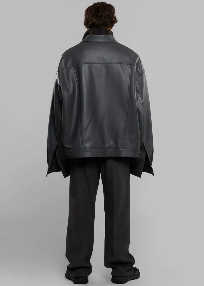 The Frankie Shop Outerwear Conan Faux Leather Jacket 8211 Dark Grey 8211 WomenMen