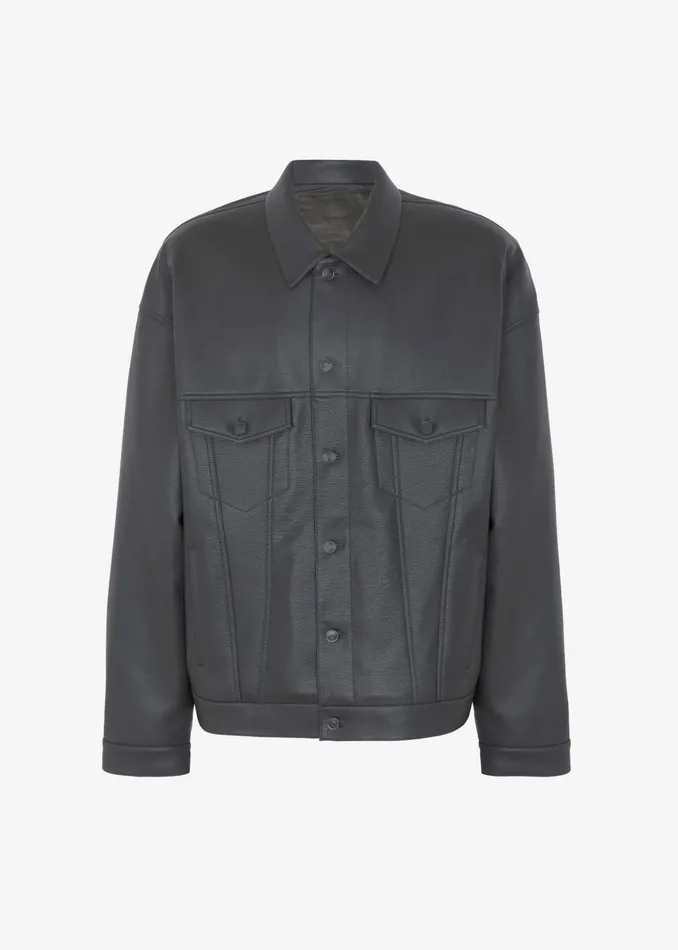 The Frankie Shop Outerwear Conan Faux Leather Jacket 8211 Dark Grey 8211 WomenMen
