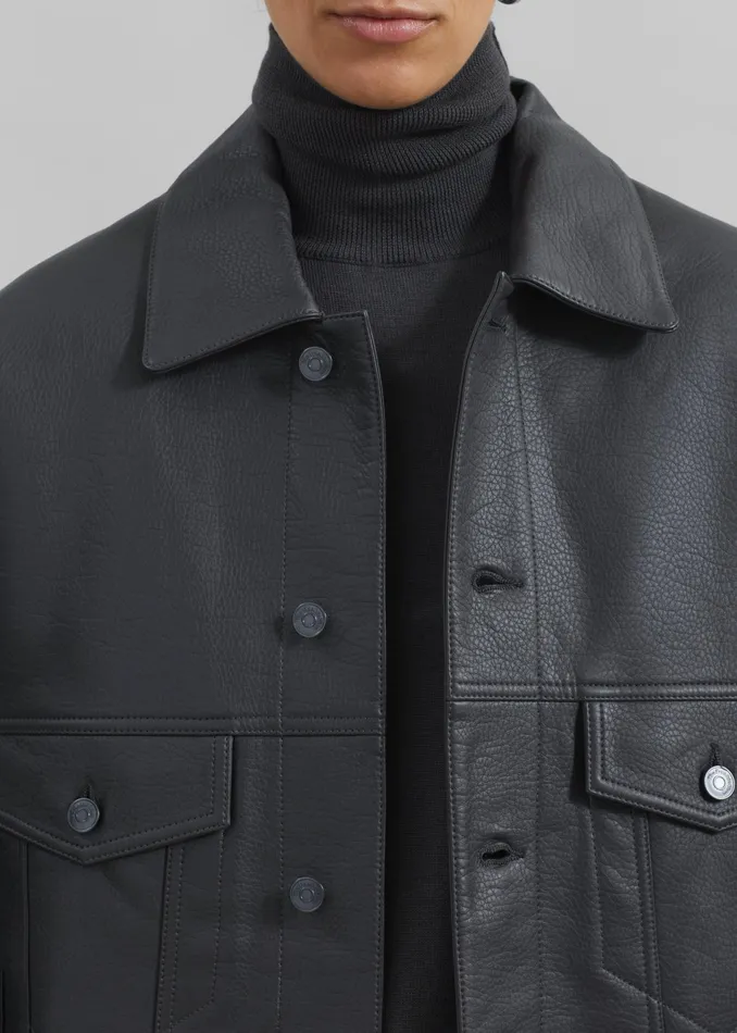 The Frankie Shop Outerwear Conan Faux Leather Jacket 8211 Dark Grey 8211 WomenMen