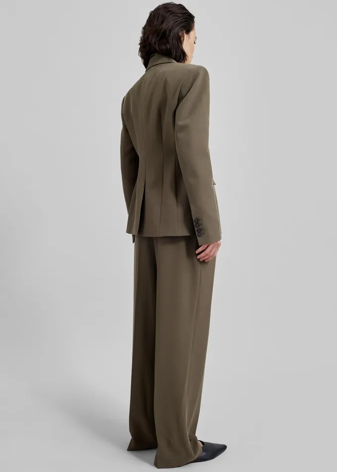 The Frankie Shop Outerwear Dina Double Breasted Blazer 8211 Khaki 8211 Women