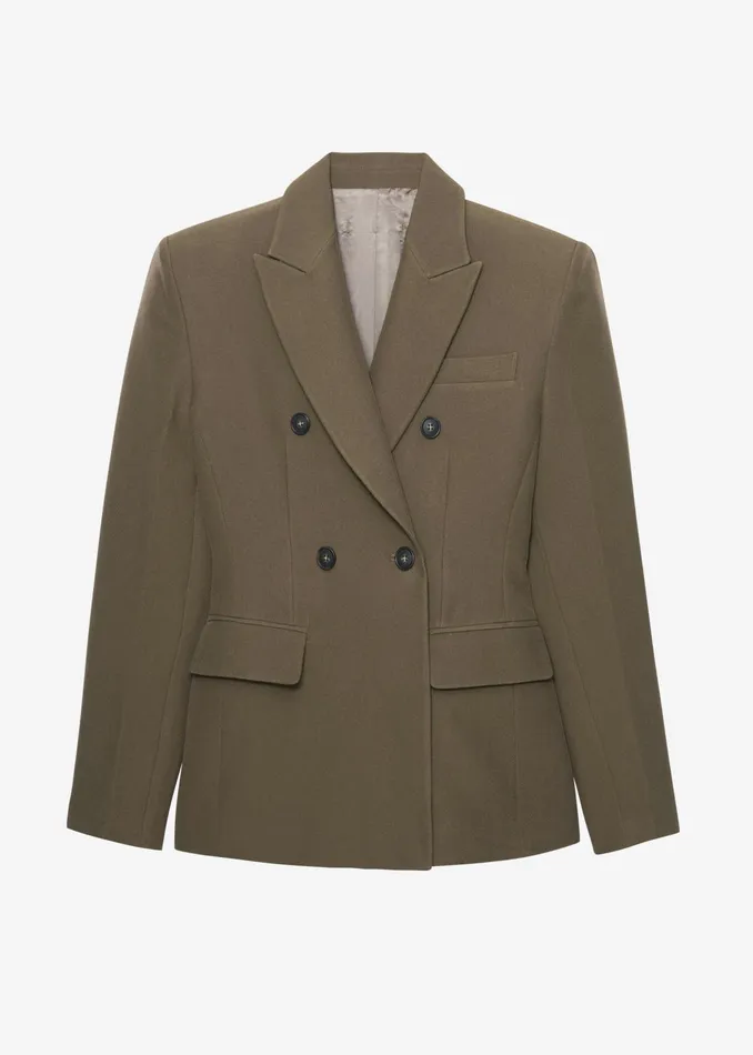 The Frankie Shop Outerwear Dina Double Breasted Blazer 8211 Khaki 8211 Women