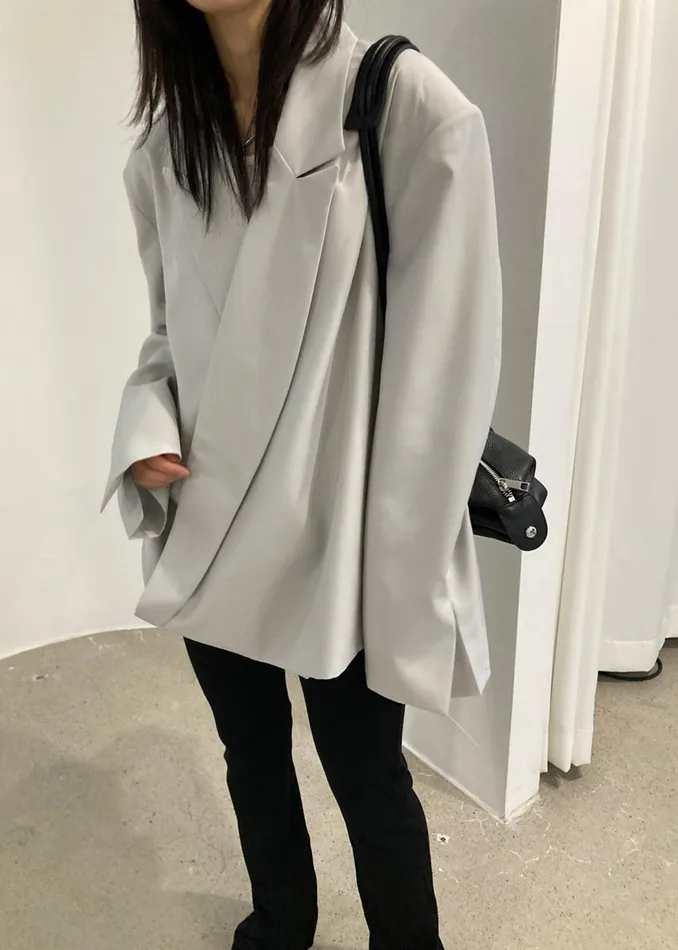 The Frankie Shop Outerwear Geneva Wrap Blazer 8211 Grey 8211 Women