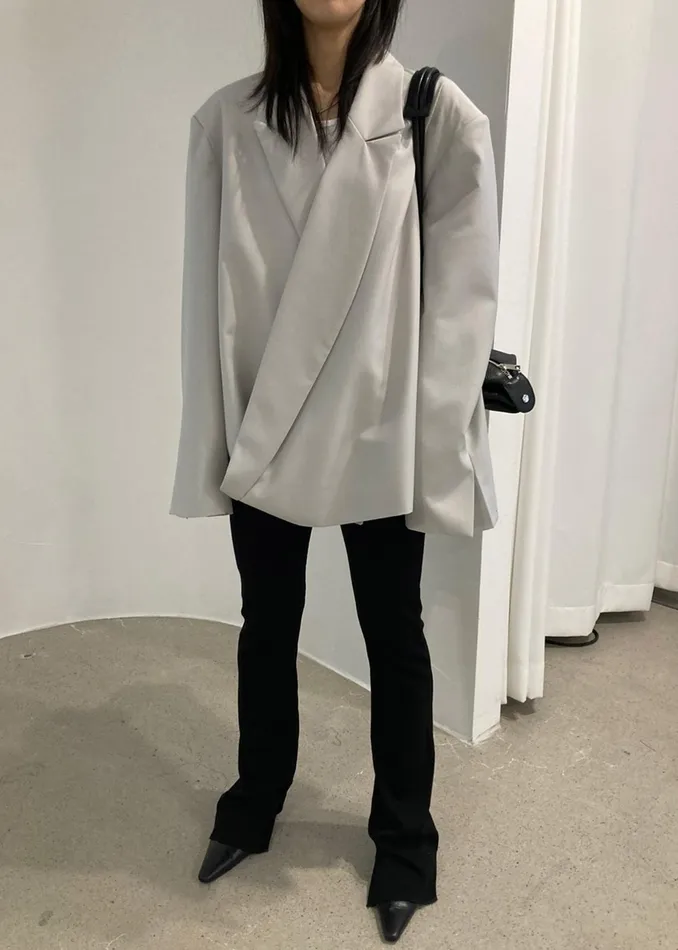 The Frankie Shop Outerwear Geneva Wrap Blazer 8211 Grey 8211 Women