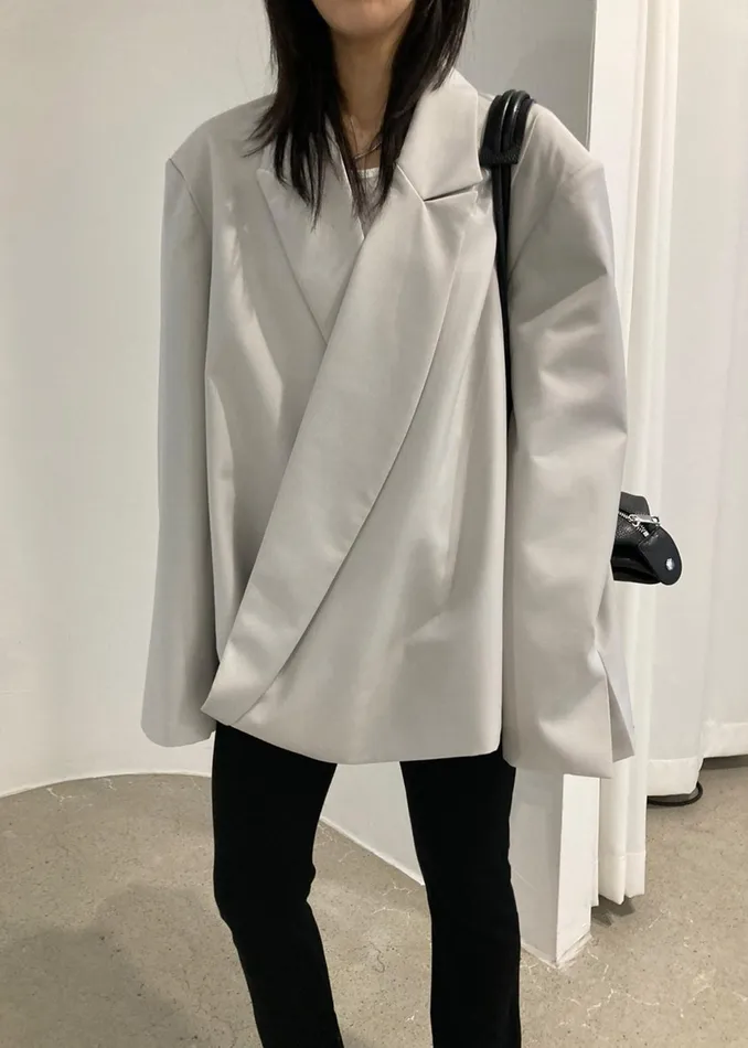 The Frankie Shop Outerwear Geneva Wrap Blazer 8211 Grey 8211 Women
