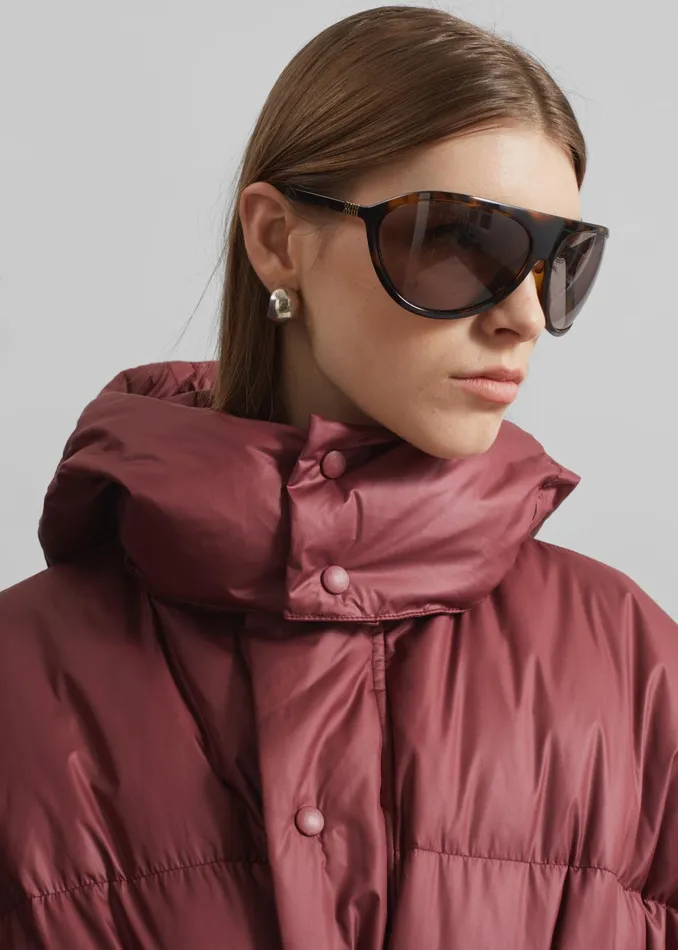 The Frankie Shop Outerwear Hedon Belted Puffer Jacket 8211 Burgundy 8211 Women