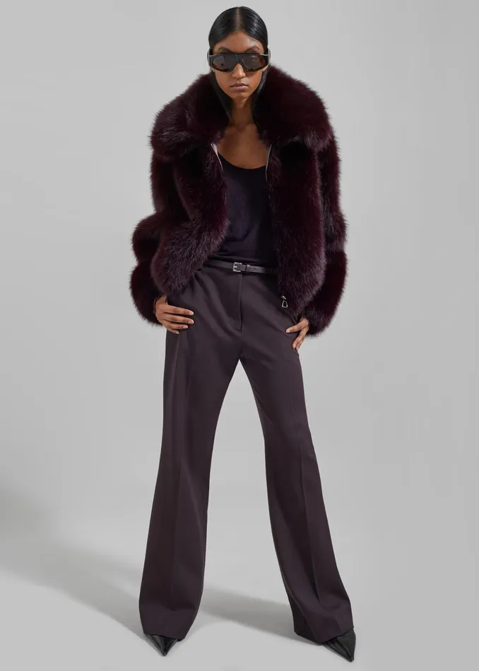The Frankie Shop Outerwear Hope Faux Fur Jacket 8211 Plum 8211 Women