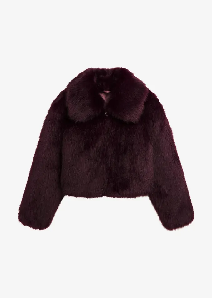 The Frankie Shop Outerwear Hope Faux Fur Jacket 8211 Plum 8211 Women