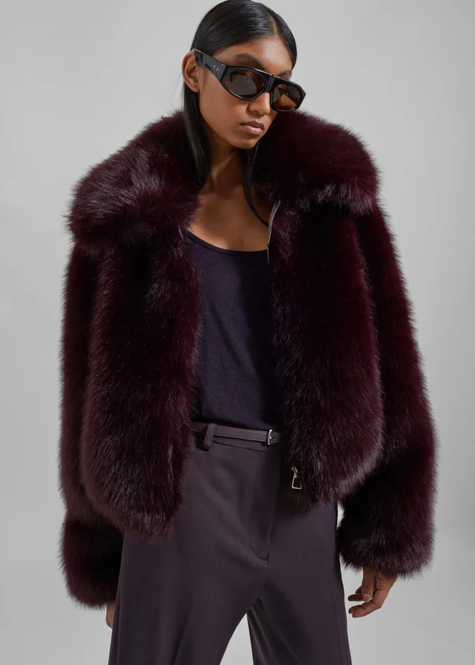 The Frankie Shop Outerwear Hope Faux Fur Jacket 8211 Plum 8211 Women
