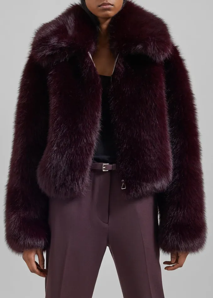 The Frankie Shop Outerwear Hope Faux Fur Jacket 8211 Plum 8211 Women