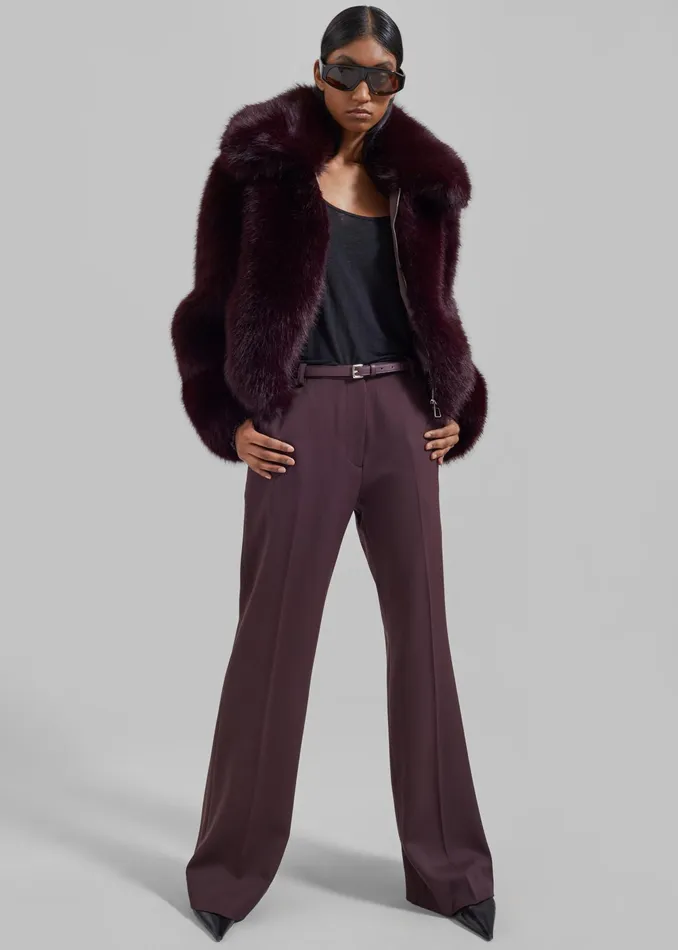 The Frankie Shop Outerwear Hope Faux Fur Jacket 8211 Plum 8211 Women