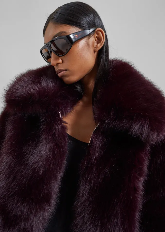 The Frankie Shop Outerwear Hope Faux Fur Jacket 8211 Plum 8211 Women