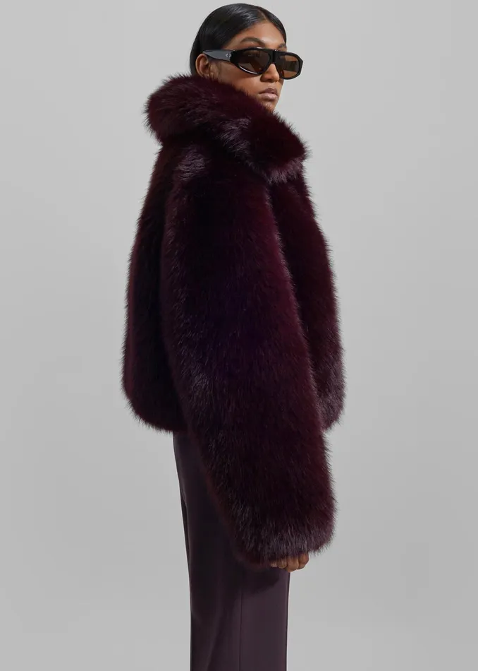 The Frankie Shop Outerwear Hope Faux Fur Jacket 8211 Plum 8211 Women