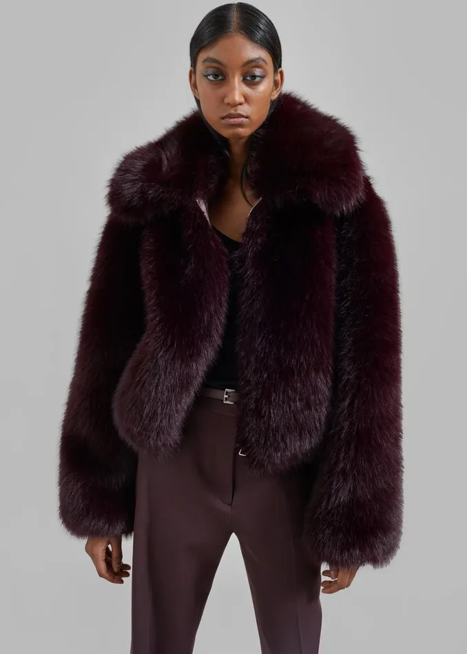 The Frankie Shop Outerwear Hope Faux Fur Jacket 8211 Plum 8211 Women