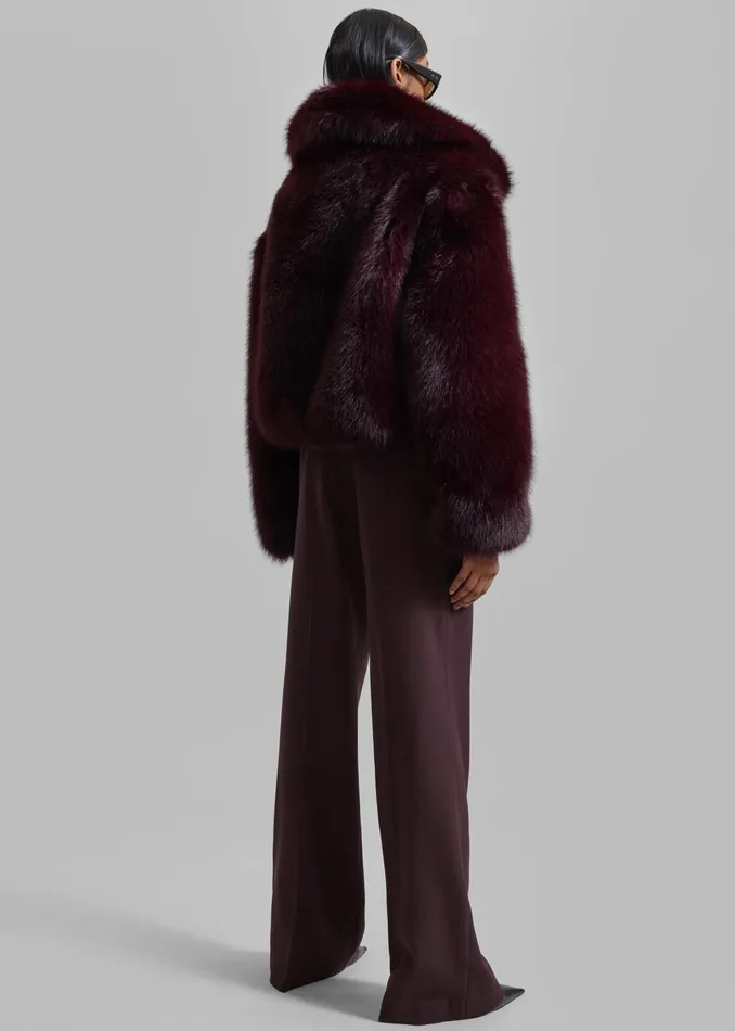 The Frankie Shop Outerwear Hope Faux Fur Jacket 8211 Plum 8211 Women