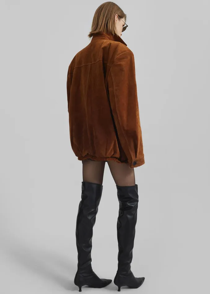 The Frankie Shop Outerwear Marlo Suede Jacket 8211 Hazelnut 8211 Women