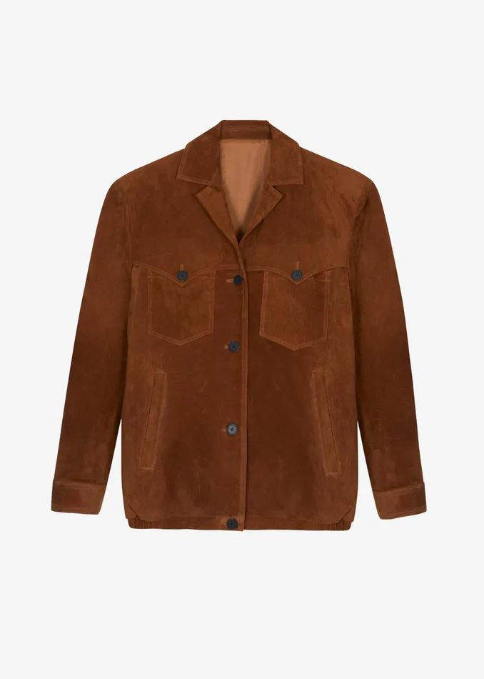 The Frankie Shop Outerwear Marlo Suede Jacket 8211 Hazelnut 8211 Women