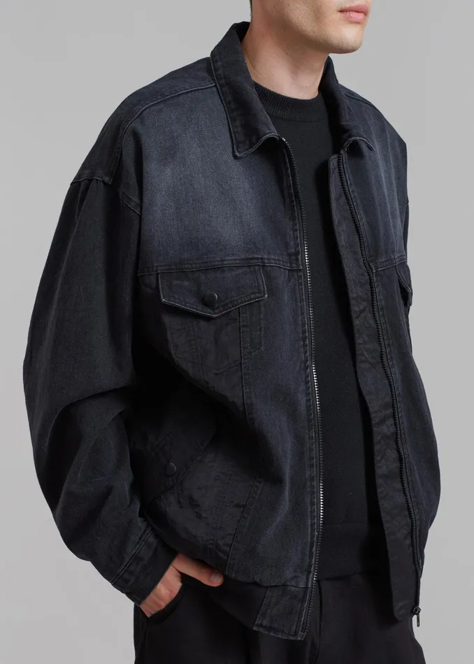 The Frankie Shop Outerwear Nash Denim Jacket 8211 Black 8211 Men