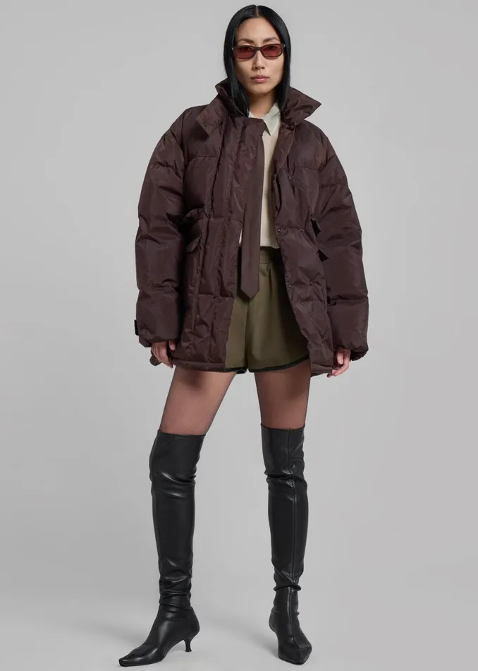 The Frankie Shop Outerwear Nixa Puffer Jacket 8211 Brown 8211 Women