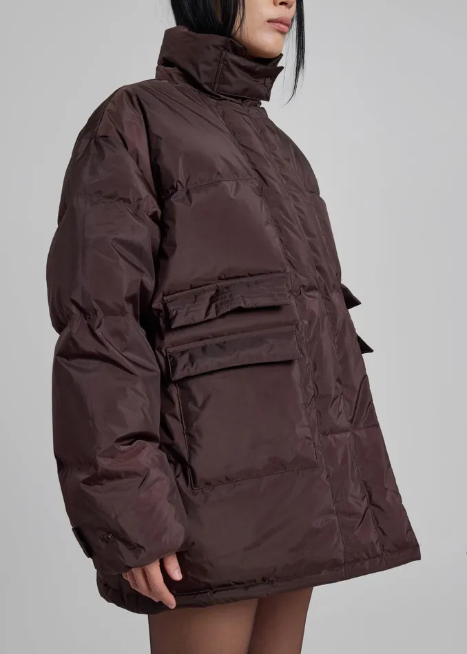 The Frankie Shop Outerwear Nixa Puffer Jacket 8211 Brown 8211 Women