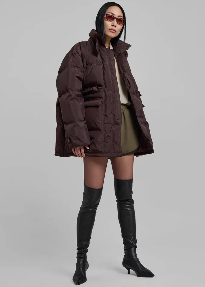 The Frankie Shop Outerwear Nixa Puffer Jacket 8211 Brown 8211 Women