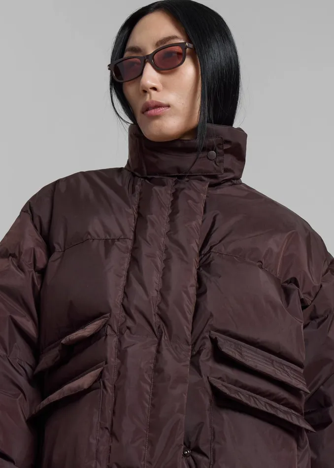 The Frankie Shop Outerwear Nixa Puffer Jacket 8211 Brown 8211 Women