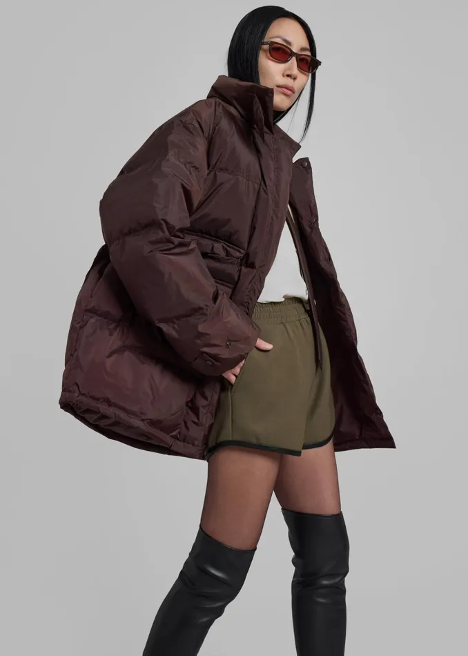 The Frankie Shop Outerwear Nixa Puffer Jacket 8211 Brown 8211 Women