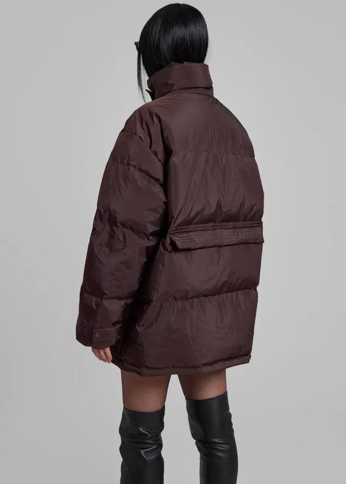 The Frankie Shop Outerwear Nixa Puffer Jacket 8211 Brown 8211 Women