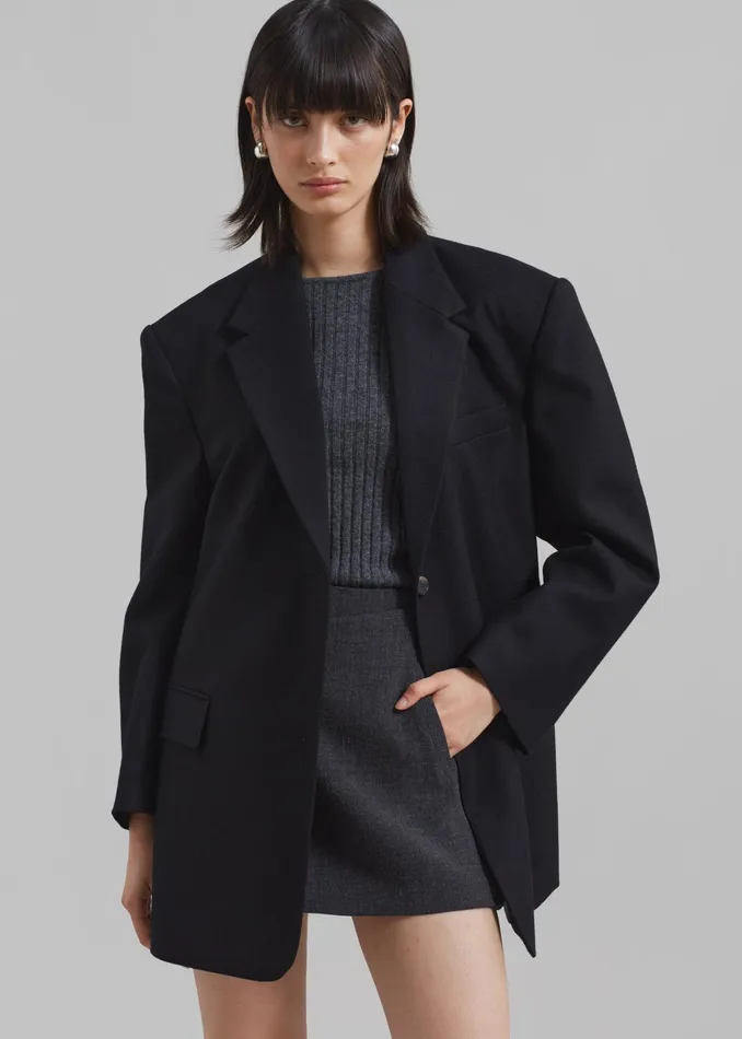 The Frankie Shop Outerwear Silas Oversized Wool Blazer 8211 Black 8211 Women