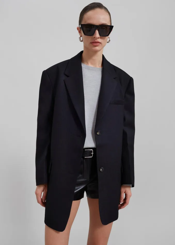 The Frankie Shop Outerwear Silas Oversized Wool Blazer 8211 Black 8211 Women