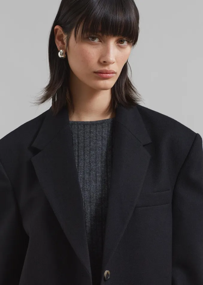 The Frankie Shop Outerwear Silas Oversized Wool Blazer 8211 Black 8211 Women