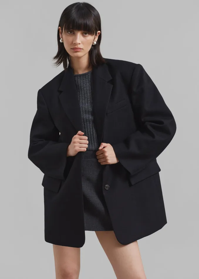 The Frankie Shop Outerwear Silas Oversized Wool Blazer 8211 Black 8211 Women