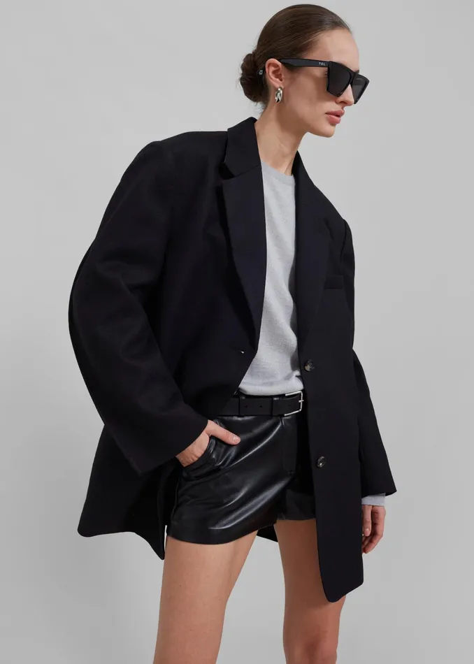 The Frankie Shop Outerwear Silas Oversized Wool Blazer 8211 Black 8211 Women