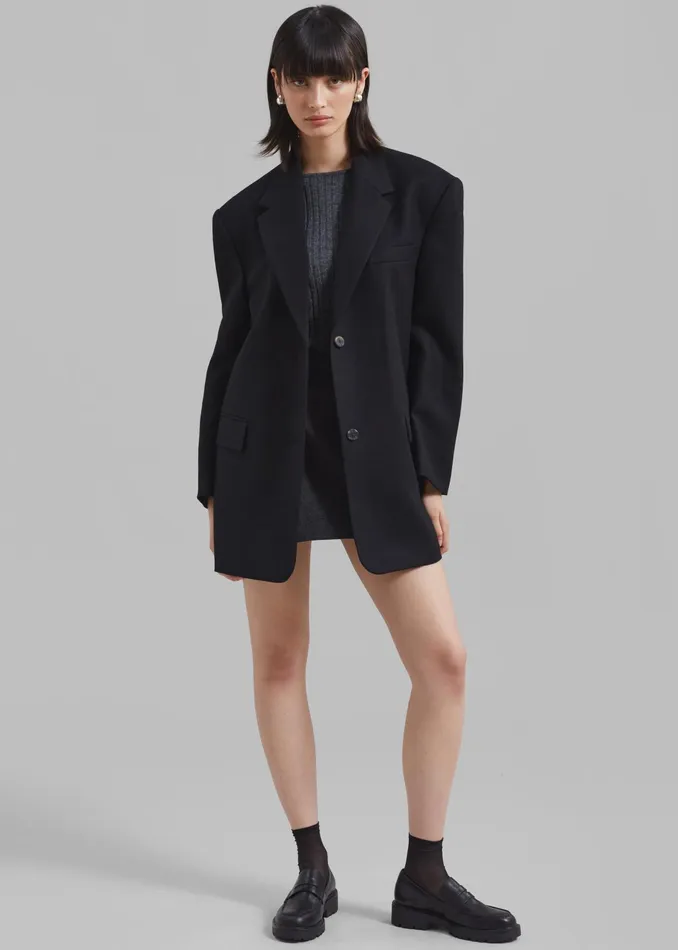 The Frankie Shop Outerwear Silas Oversized Wool Blazer 8211 Black 8211 Women