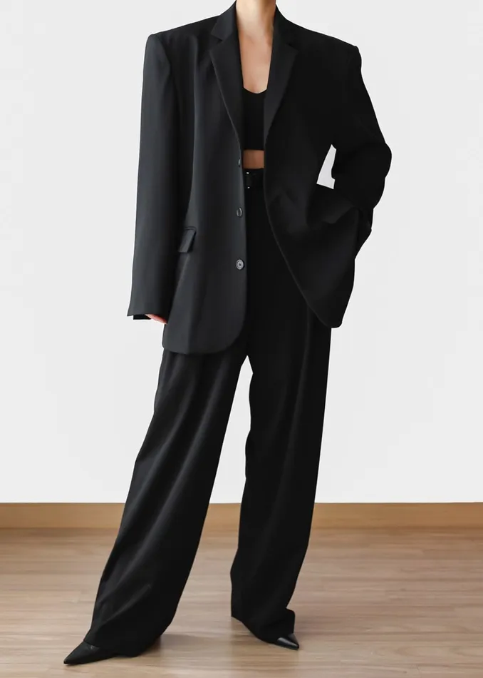 The Frankie Shop Outerwear Tansy Oversized Blazer 8211 Black 8211 Women