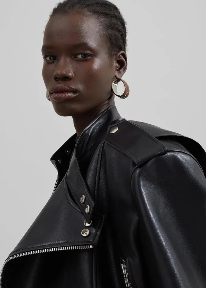 The Frankie Shop Outerwear Teagan Boxy Faux Leather Jacket 8211 Black 8211 Women