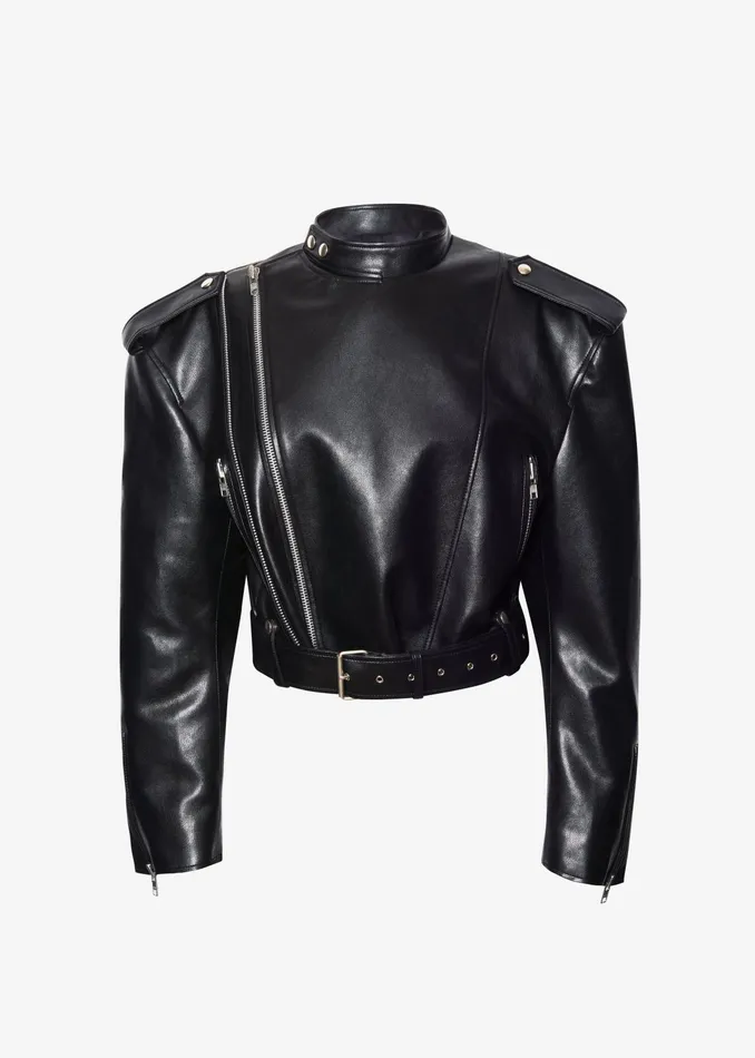 The Frankie Shop Outerwear Teagan Boxy Faux Leather Jacket 8211 Black 8211 Women