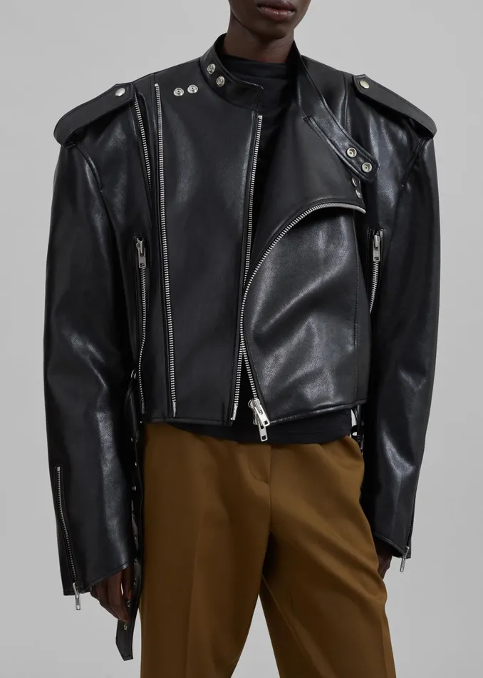 The Frankie Shop Outerwear Teagan Boxy Faux Leather Jacket 8211 Black 8211 Women