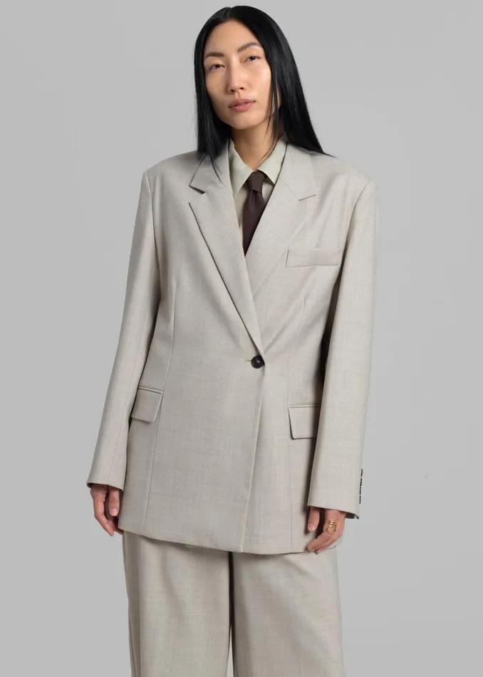 The Frankie Shop Outerwear Tessa Wool Blazer 8211 Beige 8211 Women