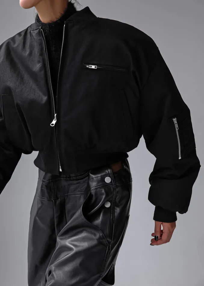 The Frankie Shop Outerwear Vaud Reversible Cropped Bomber 8211 Black 8211 Women The Frankie Shop Outerwear Vaud Reversible Cropped Bomber 8211 Black 8211 Women