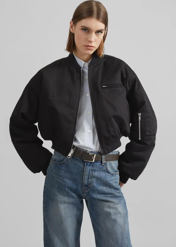 The Frankie Shop Outerwear Vaud Reversible Cropped Bomber 8211 Black 8211 Women