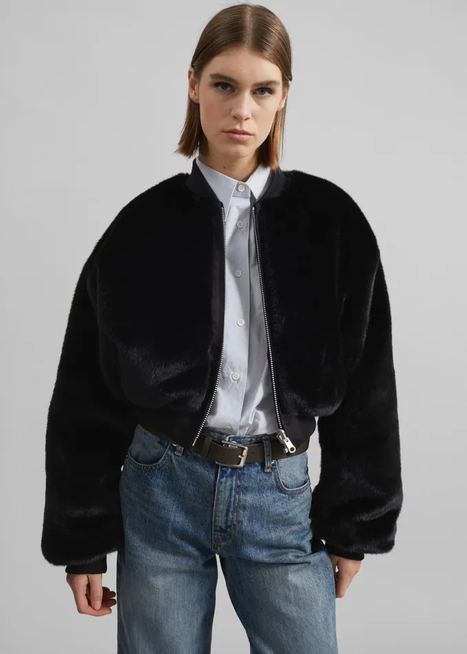 The Frankie Shop Outerwear Vaud Reversible Cropped Bomber 8211 Black 8211 Women
