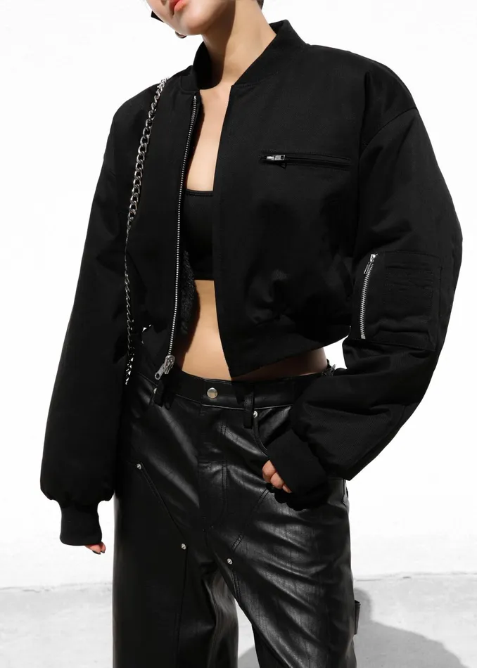 The Frankie Shop Outerwear Vaud Reversible Cropped Bomber 8211 Black 8211 Women