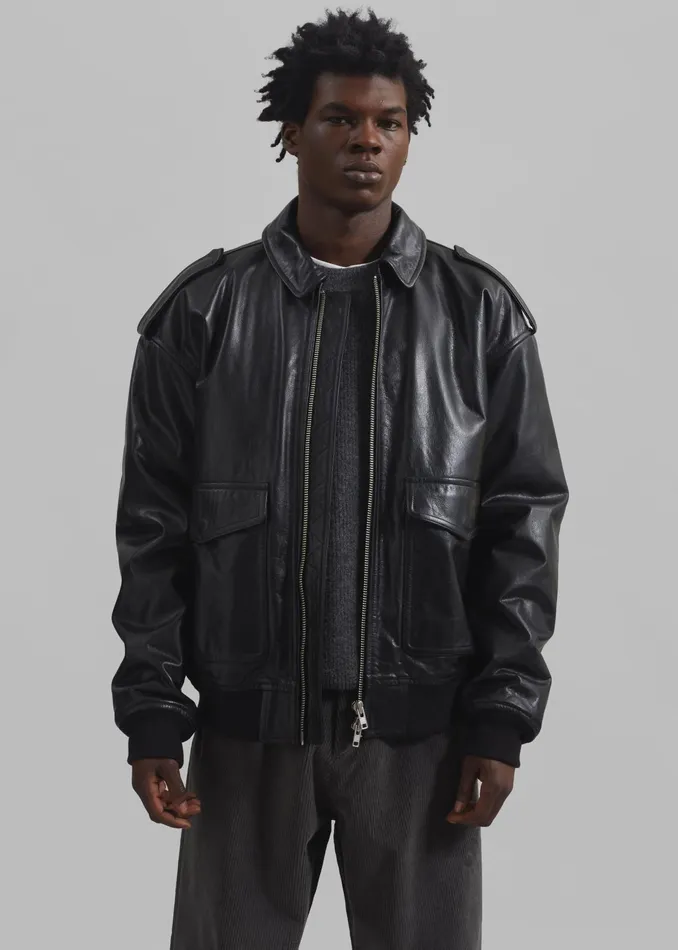 The Frankie Shop Outerwear Viper Leather Jacket 8211 Black 8211 WomenMen
