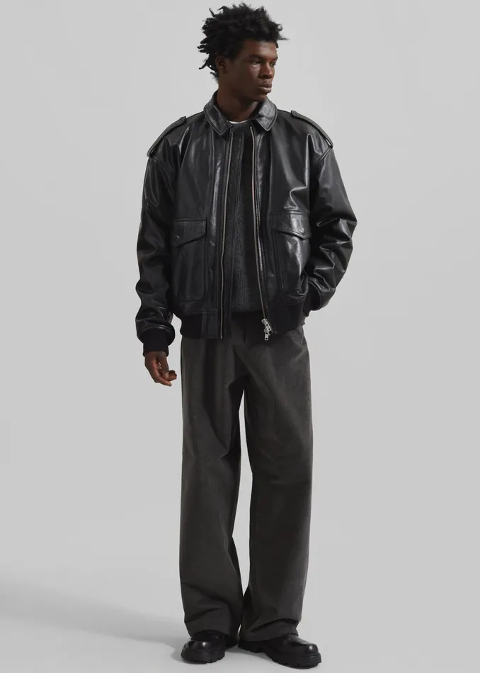 The Frankie Shop Outerwear Viper Leather Jacket 8211 Black 8211 WomenMen