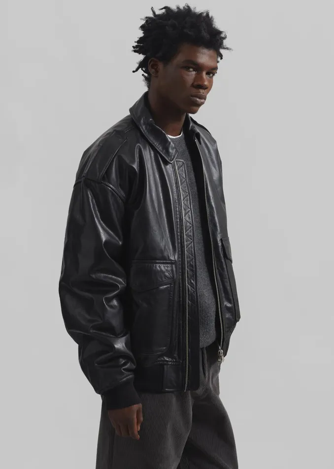The Frankie Shop Outerwear Viper Leather Jacket 8211 Black 8211 WomenMen