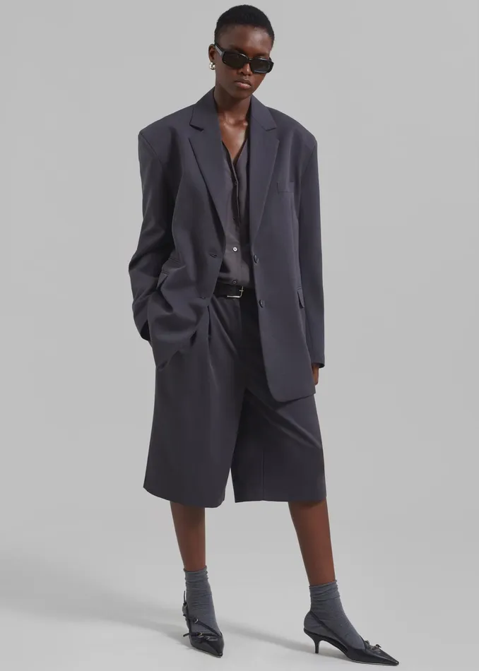 The Frankie Shop Outerwear Wilma Blazer 8211 Charcoal 8211 Women