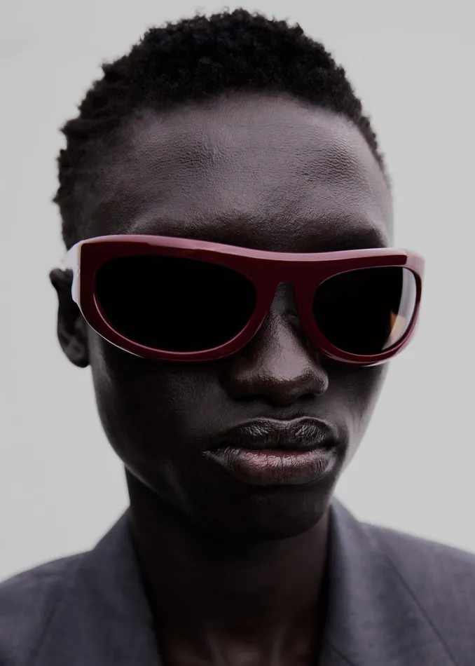 The Frankie Shop Port Tanger Safaa Sunglasses 8211 Burgundy AcetateTobacco Lens 8211 MenWomen