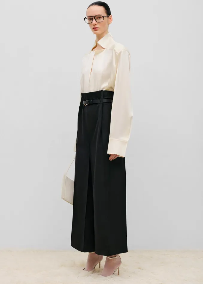 The Frankie Shop Tops Bevza StandCollar Blouse 8211 Vanilla 8211 Women